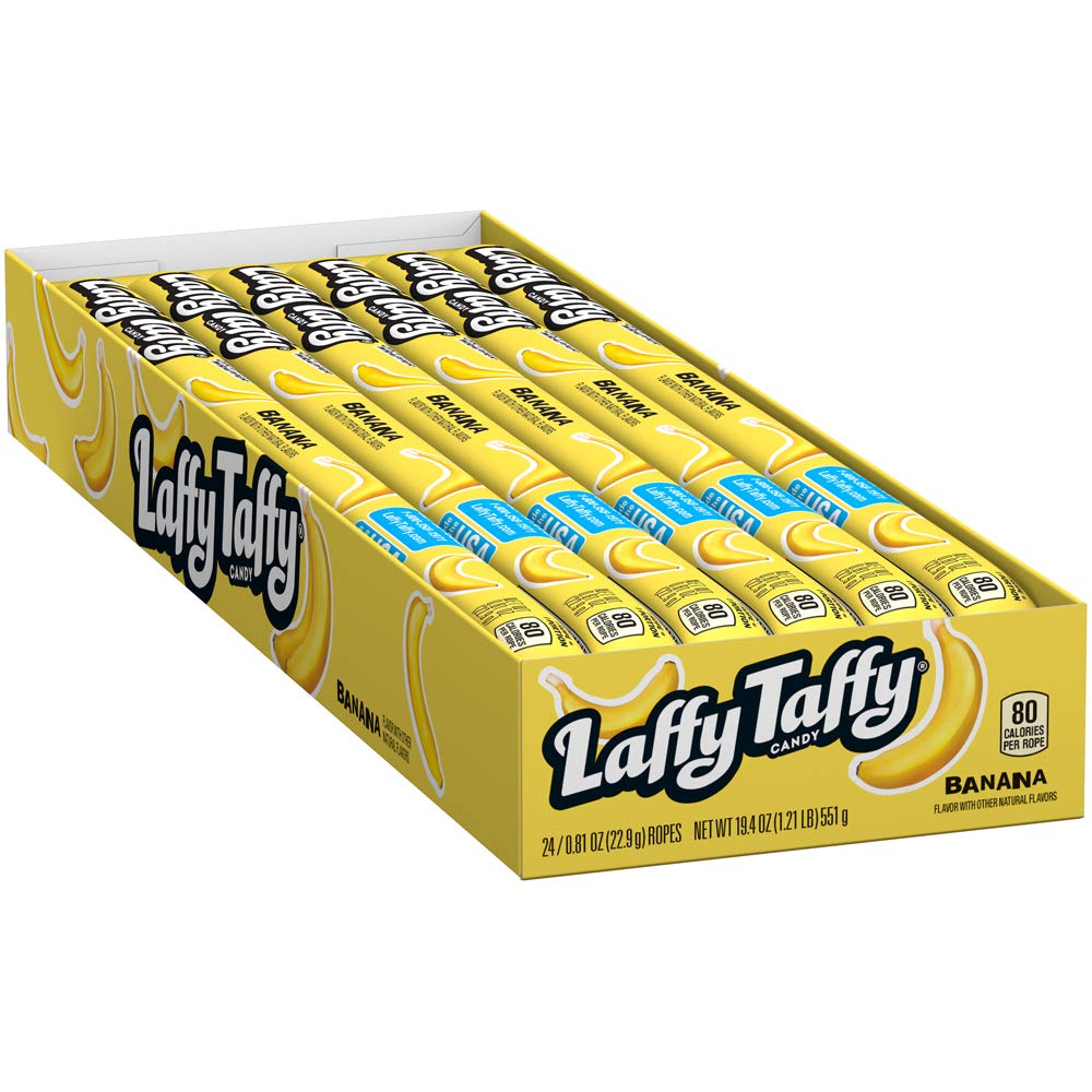 Laffy Taffy Rope Candy, Banana Flavor, 0.81 Ounce Ropes (Pack Of 24)