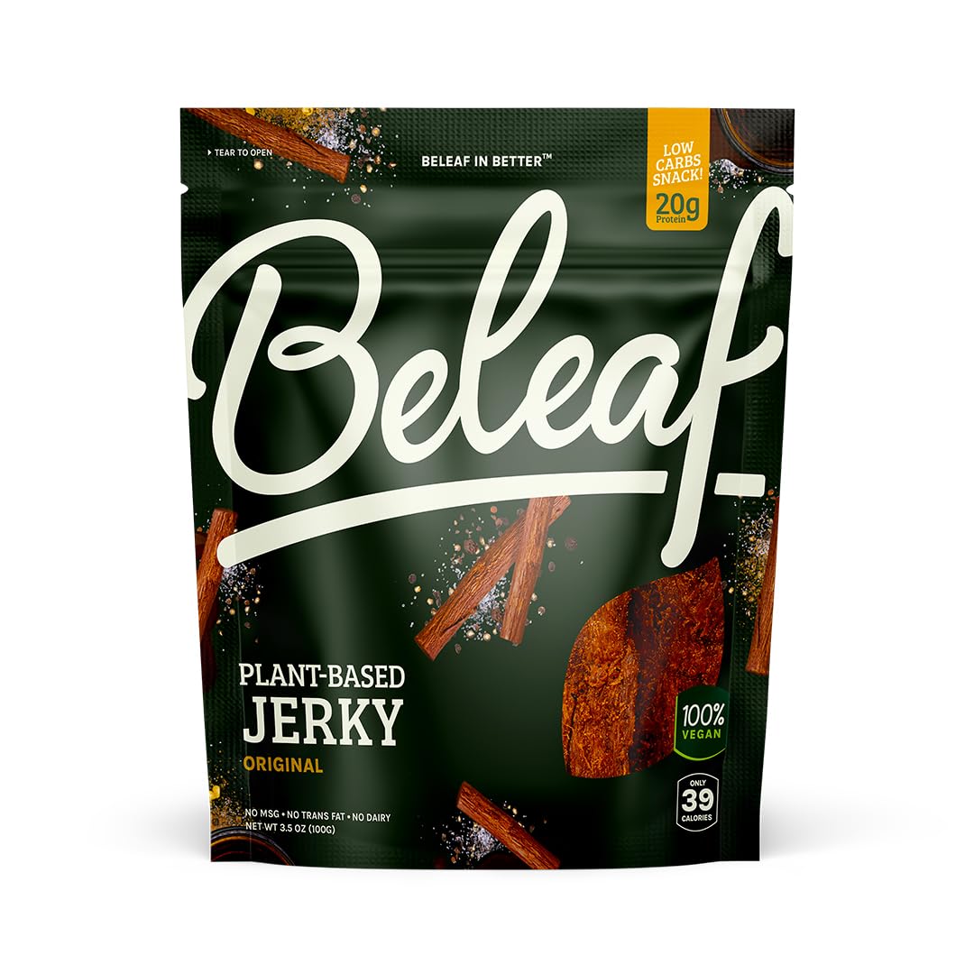BE LEAF Plant-Based Jerky - High-Protein Vegan Snack, 3.50 Ounce Pack