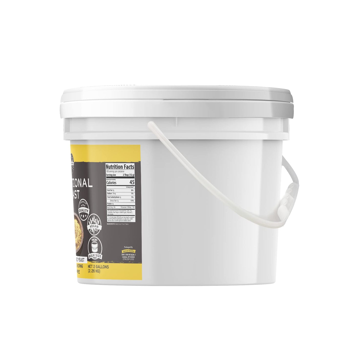 Birch & Meadow 2 Gallon Bucket Of Nutritional Yeast Flakes, Popcorn, Yummy Nooch