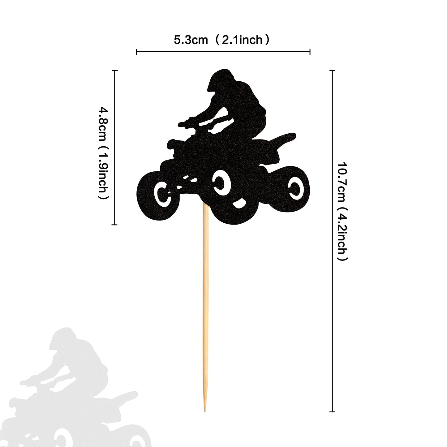 Unimall Unimall Pack Of 25Pcs Happy Birthday Motorcycle Cake Topper Atv Cupcake Topper, Black Flash Motorcycle Sport Theme Birth