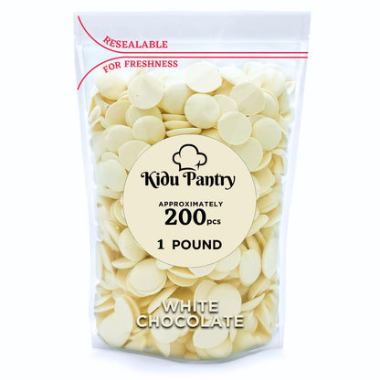 Kidu Pantry Melting Chocolate Wafers Bulk In Resealable Bag (White, 1 Pound)