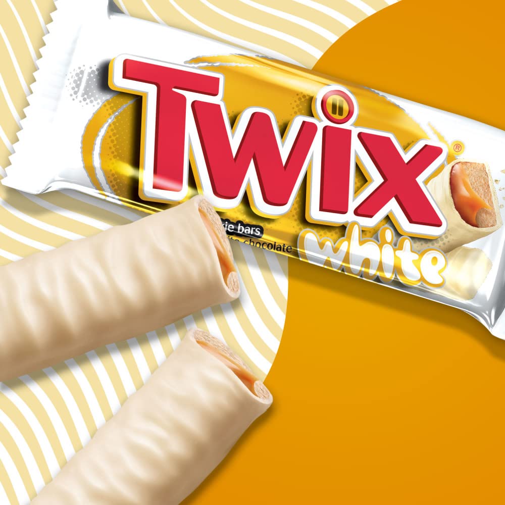 TWIX Singles Size White Chocolate Caramel Cookie Bar Candy 1.62-Ounce Bars 20-Count Box