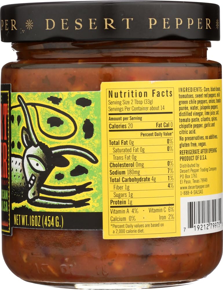 Desert Pepper Corn, Black Bean, Roasted Red Pepper Salsa [Case Count: 6 per case][Case Contains: 96 OZ]