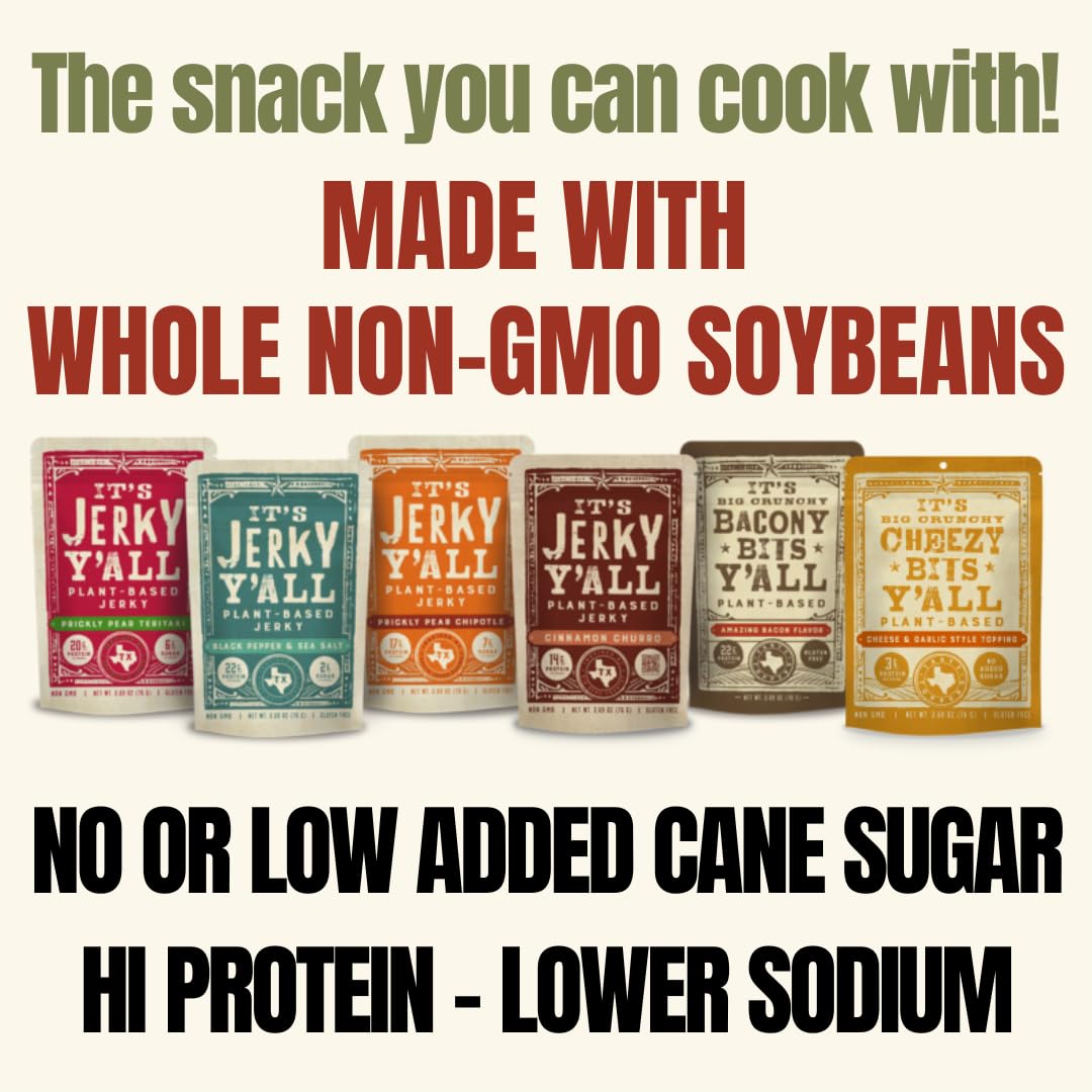 All Y alls Foods Plant Based Bacony Bits | Big and Crunchy Vegan Bacon Snacks | Non-GMO, Gluten Free, High Protein, Vegetarian