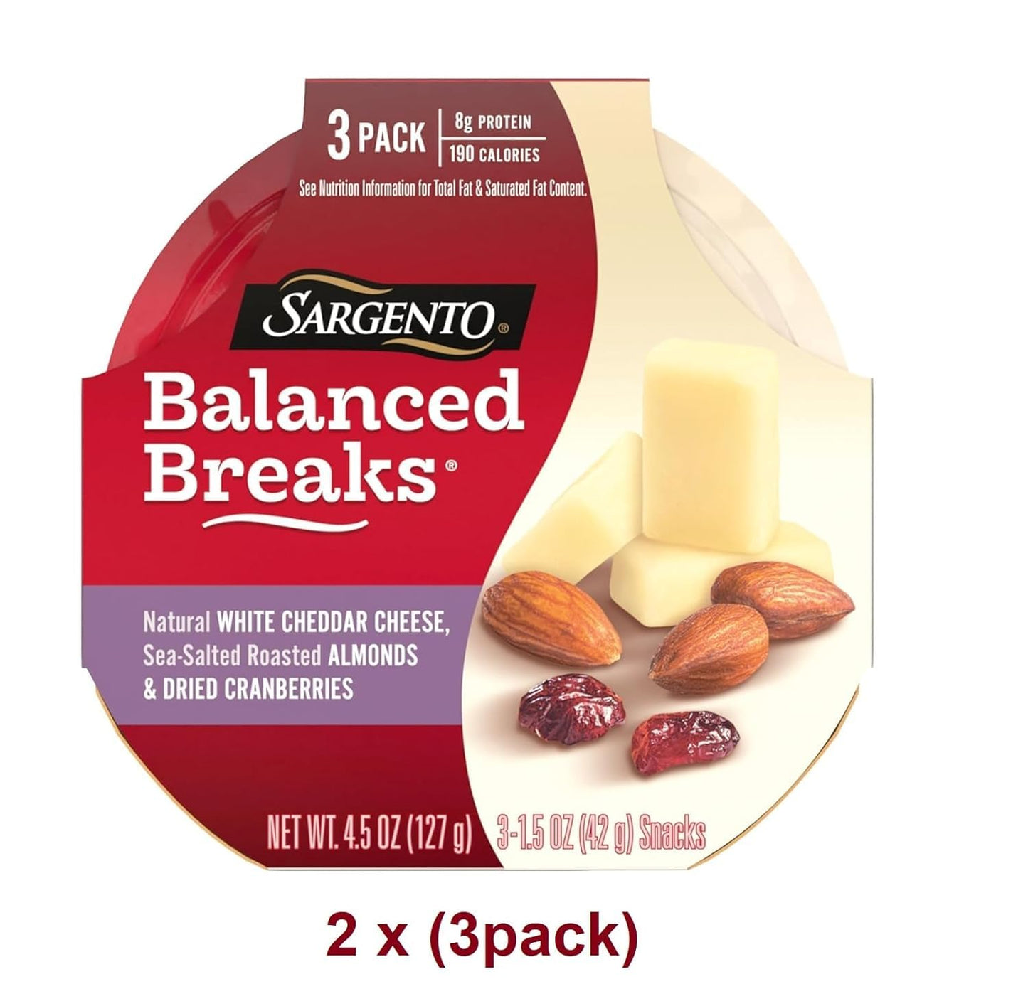 Sargento Balanced Breaks Cheese and ers Variety Pack - 6 pck - White Cheddar Cheese with Almonds  Cranberries - 6 pck - Sharp Cheddar Cheese with Cashews and Cranberries