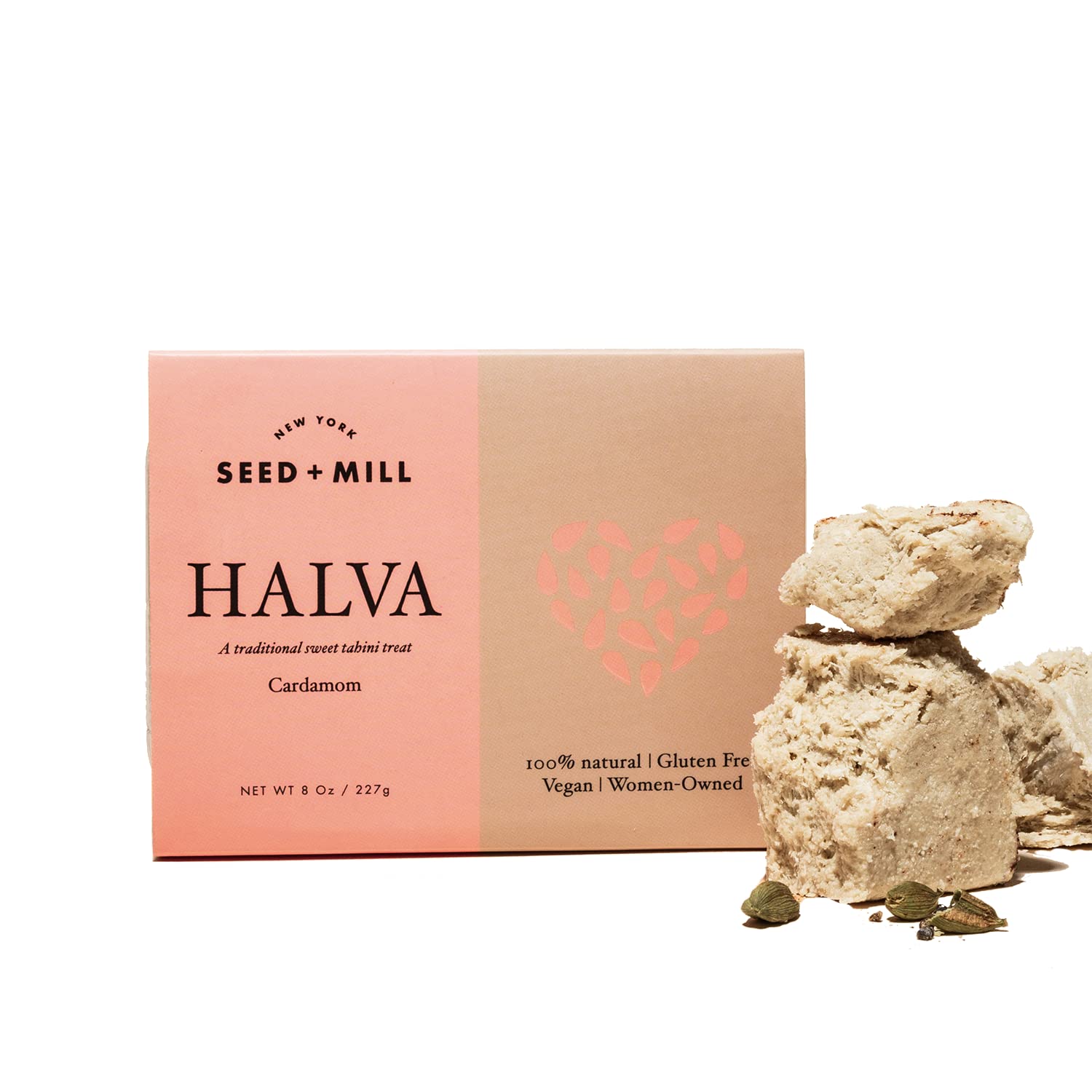 Seed + Mill Halva Candy - Cardamom Flavor, Vegan, Kosher, Gluten Free - 8 oz - Model CARD8OZ