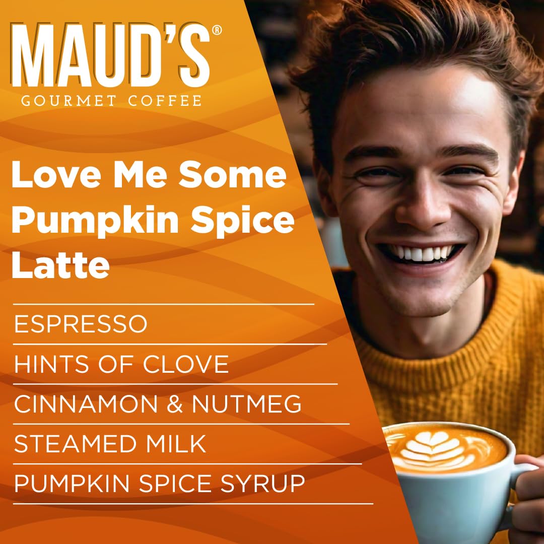 Mauds Pumpkin Spice Latte Instant Coffee  16 ct  100% Arabica Coffee  Instant Hot or Iced Latte - Just add water