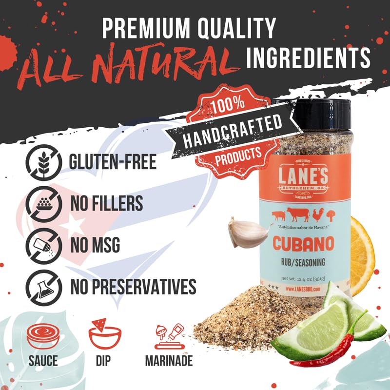 Lanes Cubano Cuban Seasoning Rub, All-Natural Spice Blend, Gluten-Free, 12.4 Oz