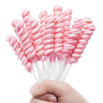 Pink Twisty Lollipops Individually Wrapped Bulk - Valentines Candy Valentine Lollipops Candy - Kid'S Whirley Lollipops Candy For