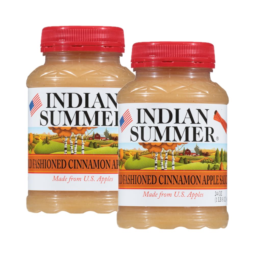 Indian Summer Enhanced Chunky Applesauce Made From Us Apples And American Growers (Cinnamon, 24 Ounce Each, Pack Of 2)