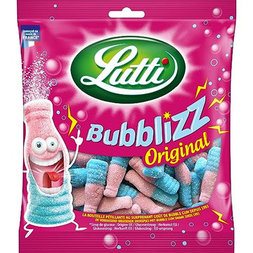 Lutti Original Bubblizz Bubblegum Flavored Flavored Fizzy Candy From France