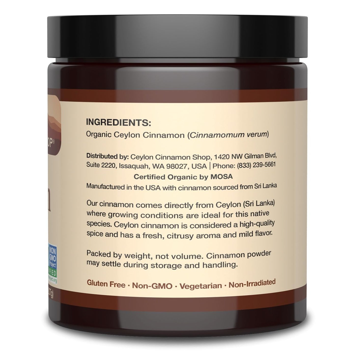 Ceylon Cinnamon Shop Organic Ceylon Cinnamon Powder, 100% Certified, 8 Ounce, Premium Quality Spice for Baking and Cooking