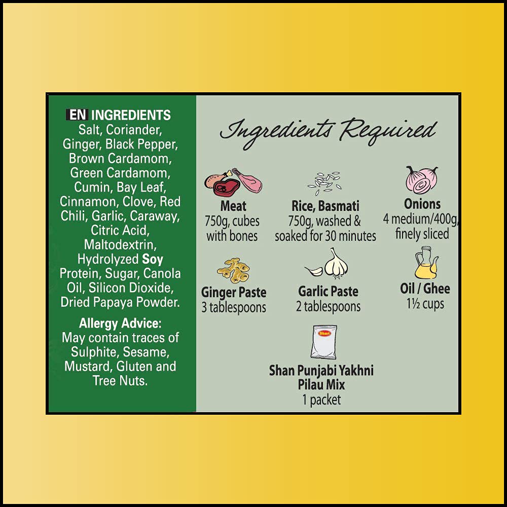 Shan Punjabi Yakhni Pilau Masala Powder, Biryani Spice Mix for Meat Pilaf, 50g (Pack of 3), Vegan, Gluten-Free