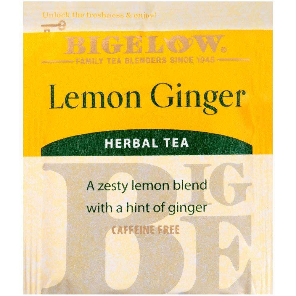 Bigelow Lemon Ginger Herbal Tea Bags 28-Count Boxes (Pack Of 6) Lemon Ginger Tea Bags Herbal Tea All Natural Gluten Free