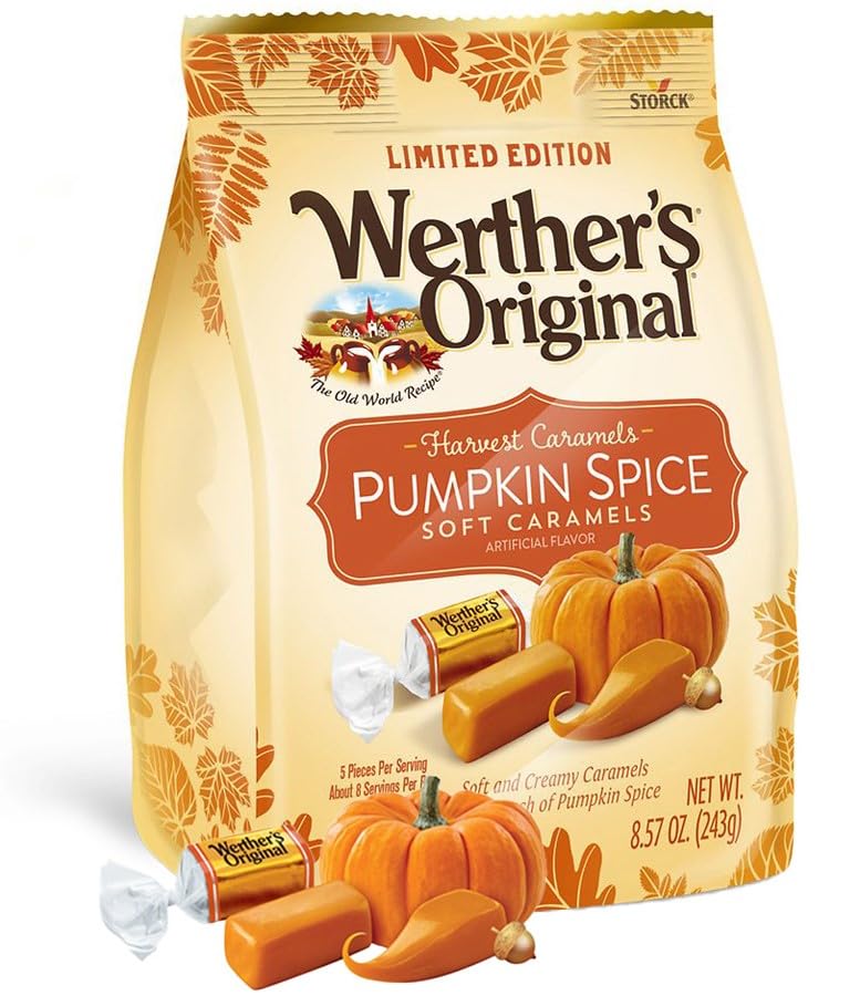 WerthersOriginal Halloween Pumpkin Spice Flavored Soft Caramels - Soft And Creamy Harvest Caramels For Party, Trick Or Treats Ha
