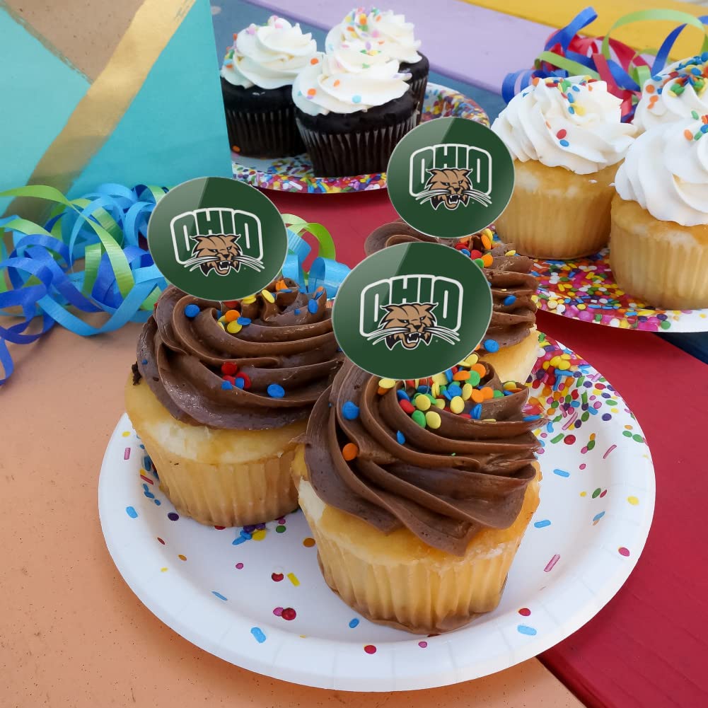 Graphics & More Ohio University Primary Logo Cupcake Picks Toppers Decoration Set Of 6