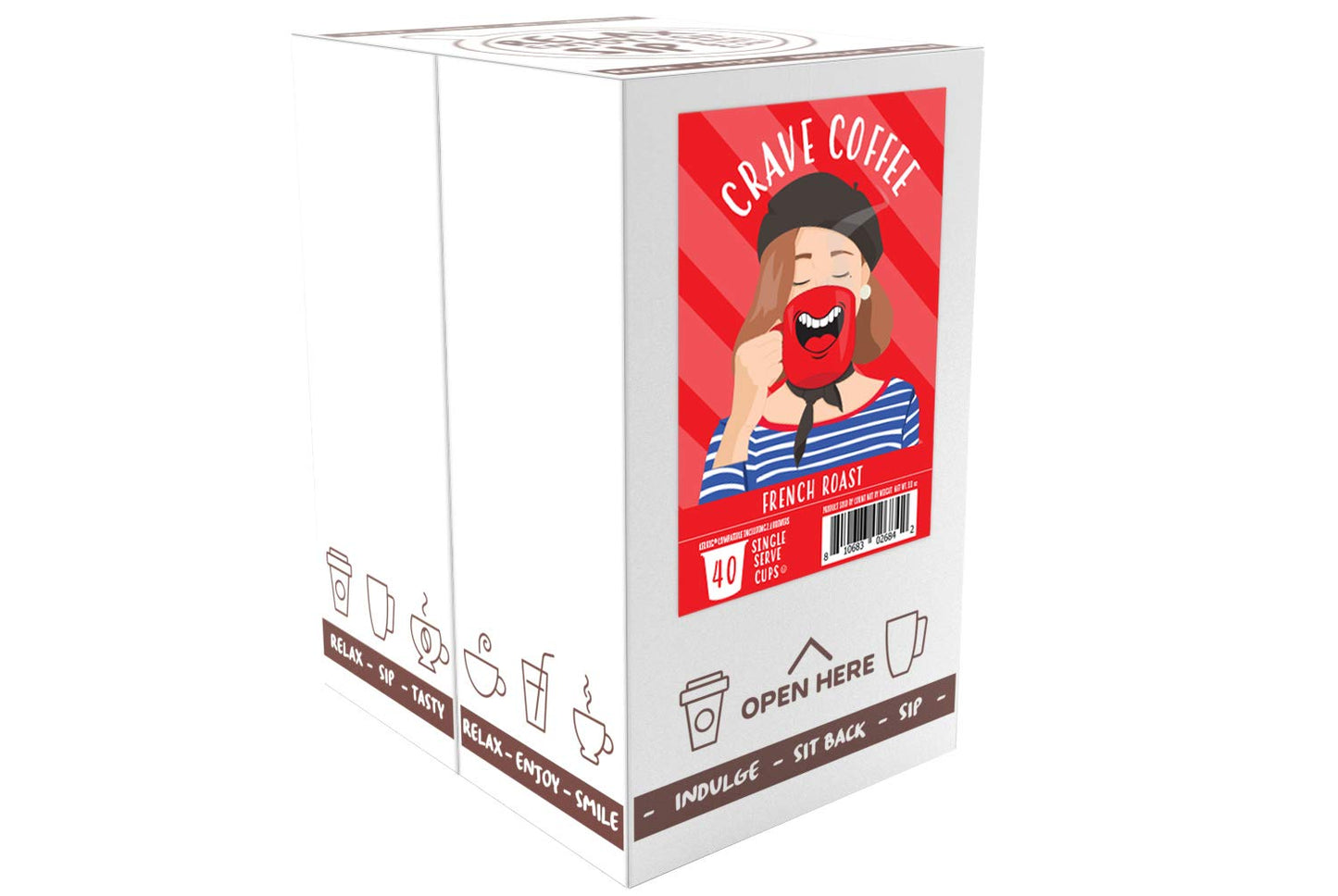 Crave Beverages French Roast Dark Roast Coffee Pods for Keurig, 40 Count
