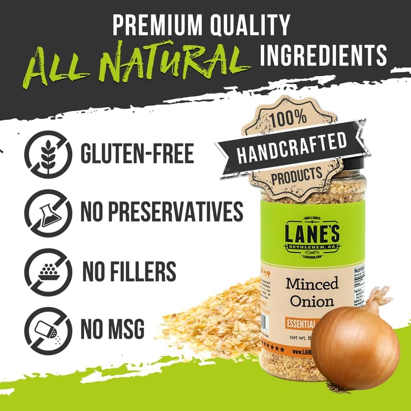 Lane'S Minced Onion Flakes, All-Natural Dried Onion Flakes For Cooking Goes Well With Meats, Vegetables, Salads, And Stir-Fries,