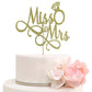 Miss To Mrs Cake Topper, Glitter Wedding Engagement Bridal Shower Bachelorette Party Decorations Supplies, Gold