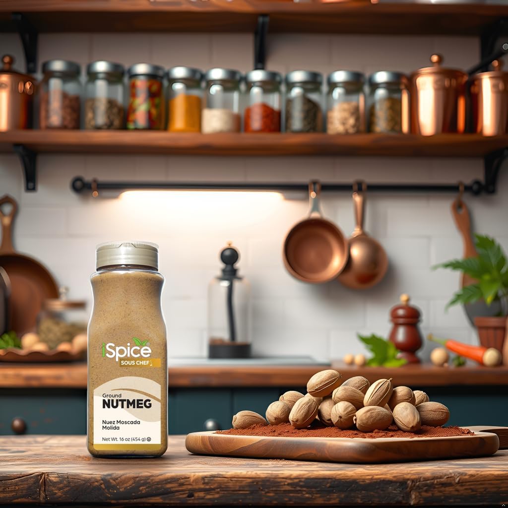 Ispice Premium Nutmeg, Ground Nutmeg Is Gluten Free And Non-Gmo, 100% Natural, Ground Is Used In Coffee, Tea, Hot Chocolate, Cur