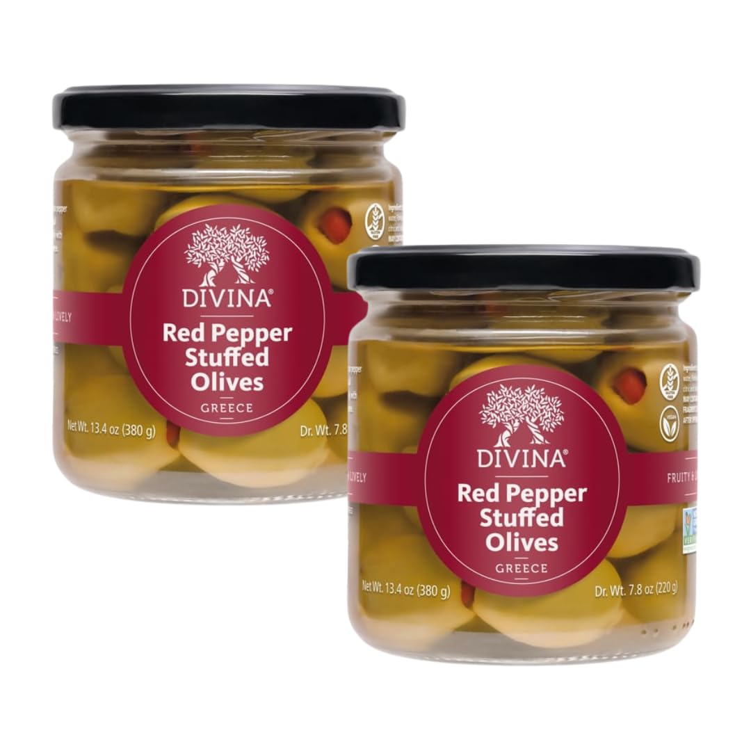 Divina Red-Pepper-Stuffed Olives  13.4 Oz  (2-Pack)
