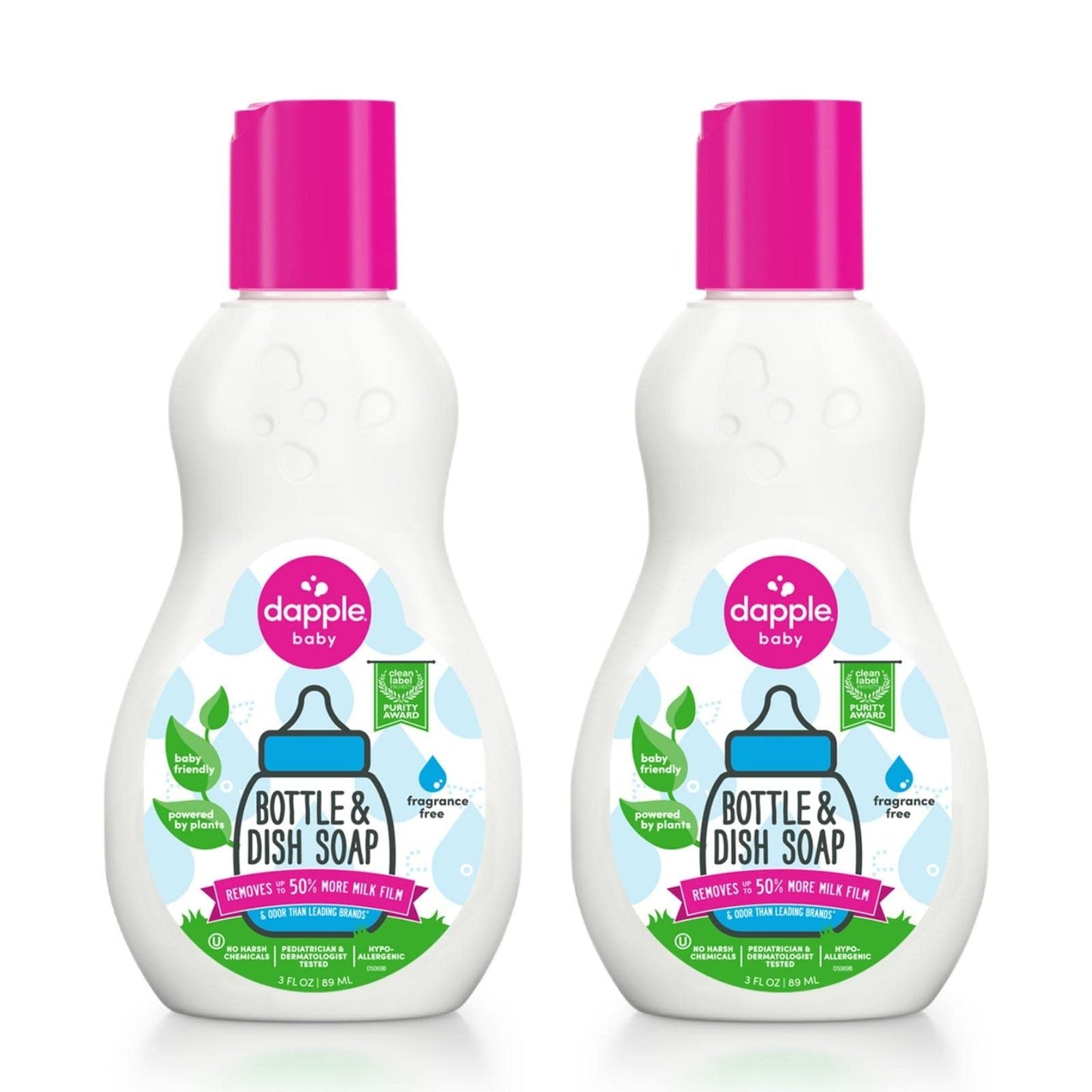 Dapple 3 Oz. Pure N Clean Bottles And Dishes Dishwashing Liquid In Fragrance-Free ( Pack 2)