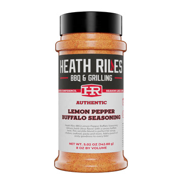 Heath Riles BBQ Rub - Lemon Pepper Buffalo Seasoning, 8 oz, Champion Recipe for Smoking & Grilling