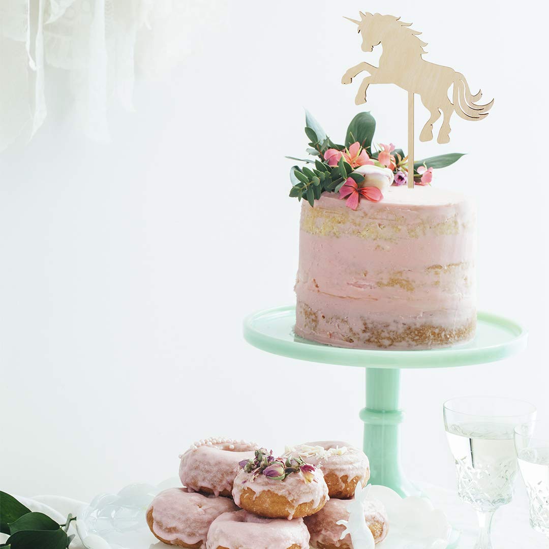 Andaz Press Unicorn Horse Laser Cut Wood Cake Topper for 1st Birthday, Rustic Chic Decoration