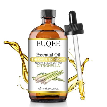 Euqee Citronella Essential Oil, 118Ml Large Gift Box Pure Citronella Oil With Glass Dropper For Candle Making, Diffuser, Humidif