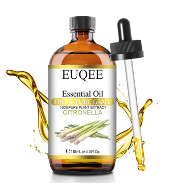 Euqee Citronella Essential Oil, 118Ml Large Gift Box Pure Citronella Oil With Glass Dropper For Candle Making, Diffuser, Humidif