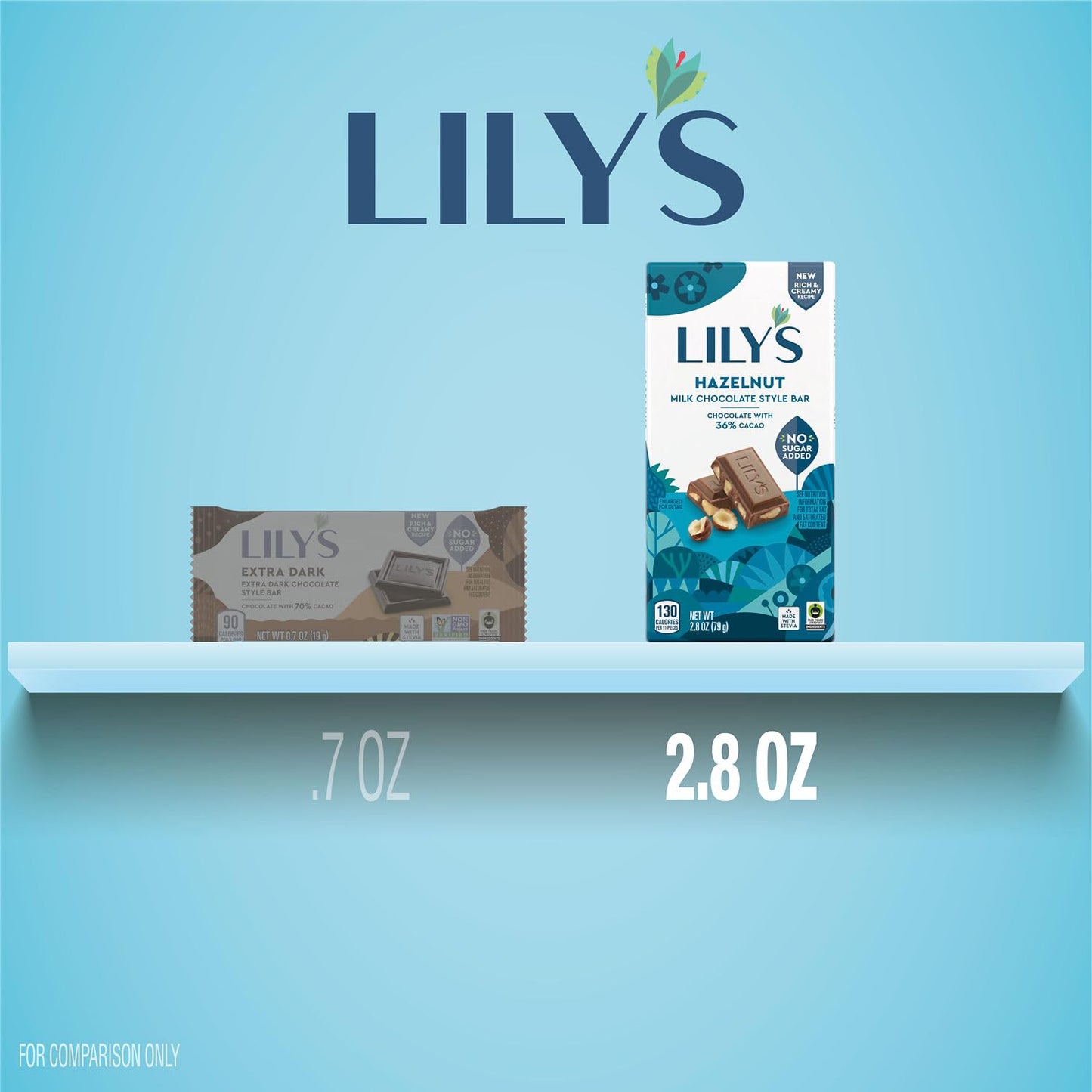 Lilys Hazelnut Milk Chocolate Style Bars, Gluten Free, No Sugar Added, 12 Count, Milk