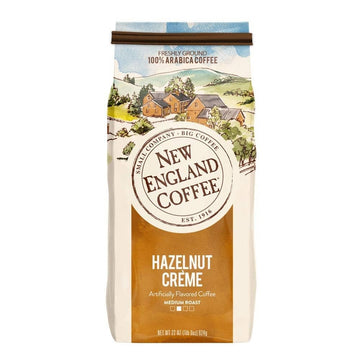 New England Coffee Hazelnut Crème Medium-Roast Ground Coffee, 22-Ounce Bag, Sweet & Nutty Flavor