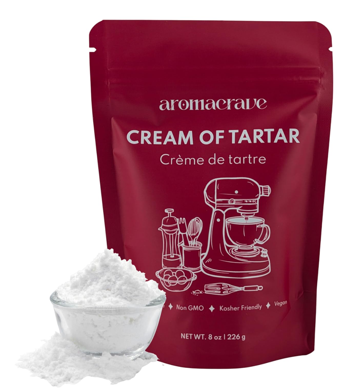 AROMACRAVE Cream of Tartar Powder, Stabilizes Egg Whites, 8 Ounce