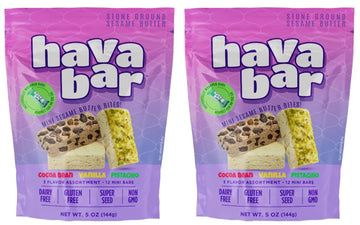 Galil Mini Halva Bars Sesame Butter Bites | Non-GMO Halva | Hava Bar - Individually Wrapped Cocoa, Vanilla and Pistachio Halva B