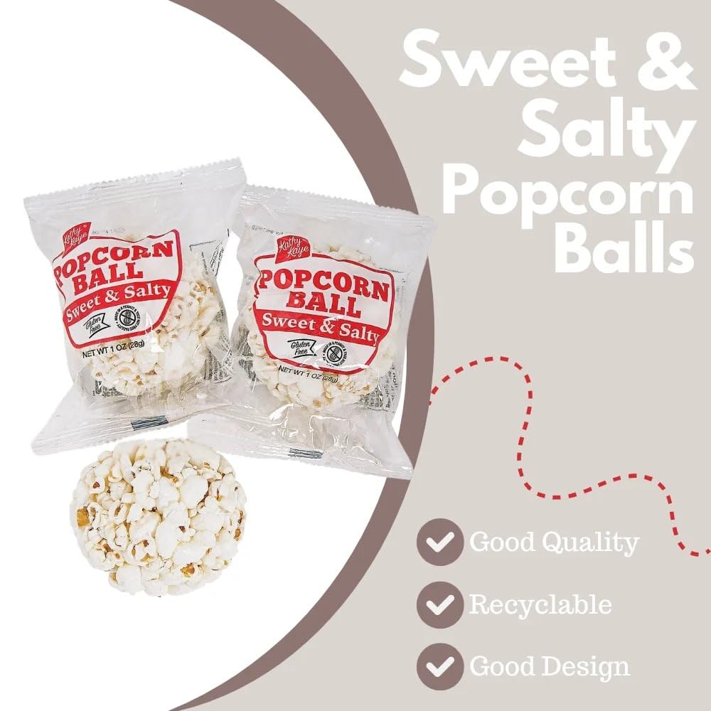 Bulk 100 Piece Kathy Kaye Sweet & Salty Popcorn Balls, Great For Work Gatherings, Fundraisers, Birthday And Other Grand Event Tr