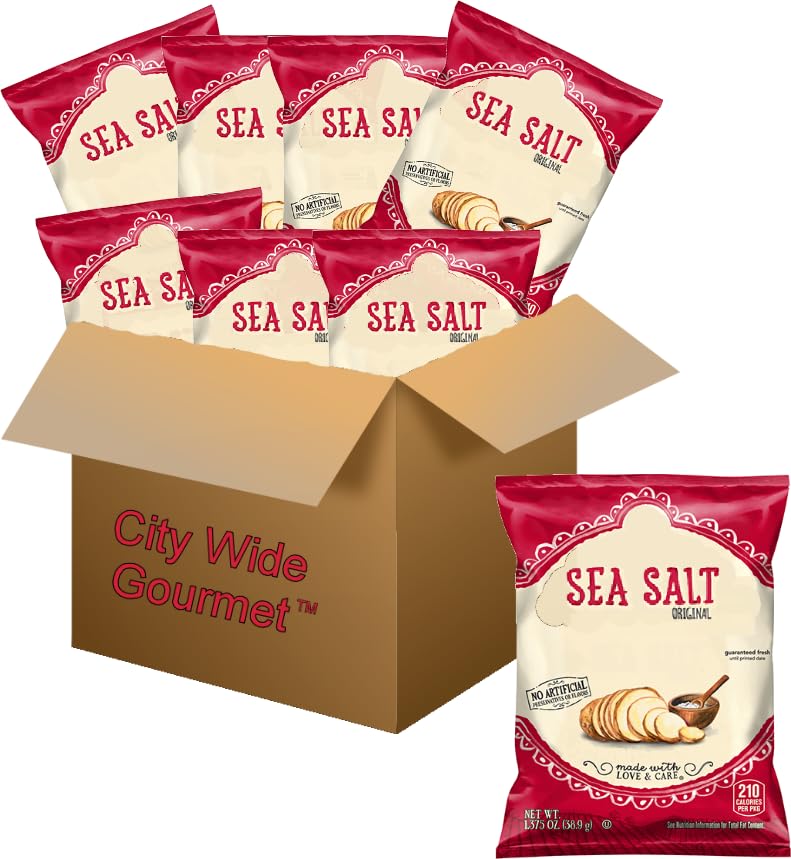 CITY WIDE GOURMET Sea Salt Kettle Cooked Potato Chips - 1.375 oz Bags (Pack of 8)