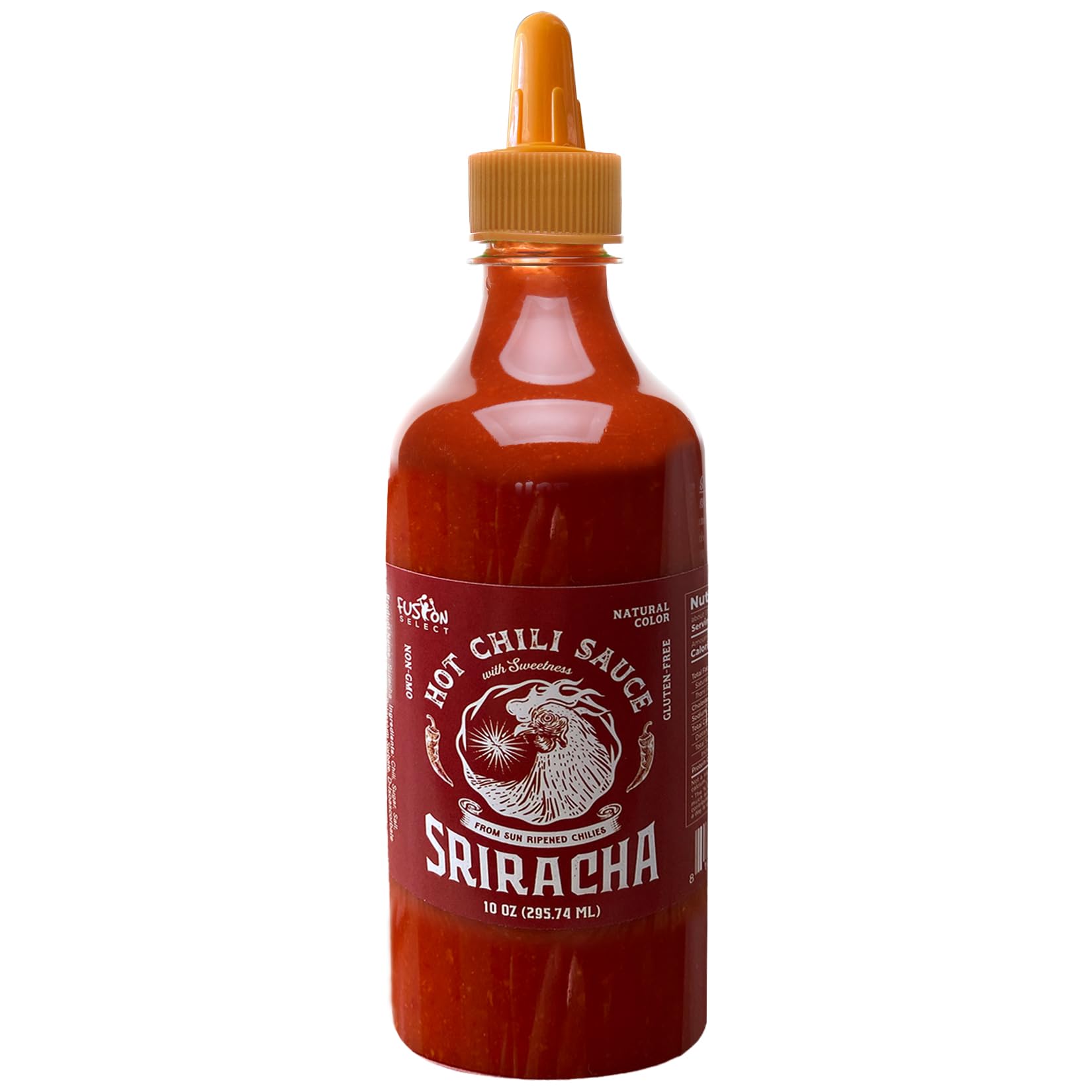 Fusion Select 10 Oz Sriracha Hot Sauce - Gourmet Spicy & Sweet Chili Sauce Seasoning for Cooking, Pizza, Stir Fry, Chicken, Meat