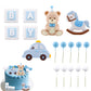 BOXOB Blue Bear Cake Decoration Set with Bear Rocking Horse and Balloons for Baby Shower and Birthday, As Shown in the Picture, Model G31007
