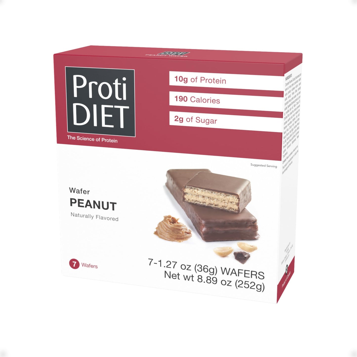 ProtiDIET Peanut Wafer Protein Bars - Low Sugar, High Protein - 7 Bars Per Box