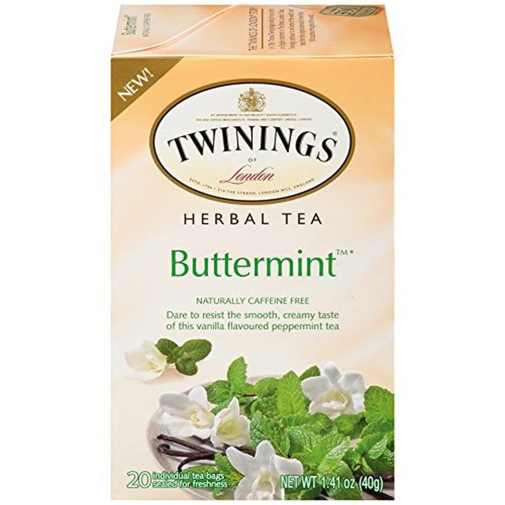 Twinings Peppermint & Creamy Vanilla Herbal Tea, 20 Count (Pack of 6), Naturally Caffeine-Free, Formerly Buttermint