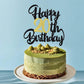 Klionjor Happy Birthday Cake Topper - Black Gold Glitter, Cardboard, 20th Birthday Decoration