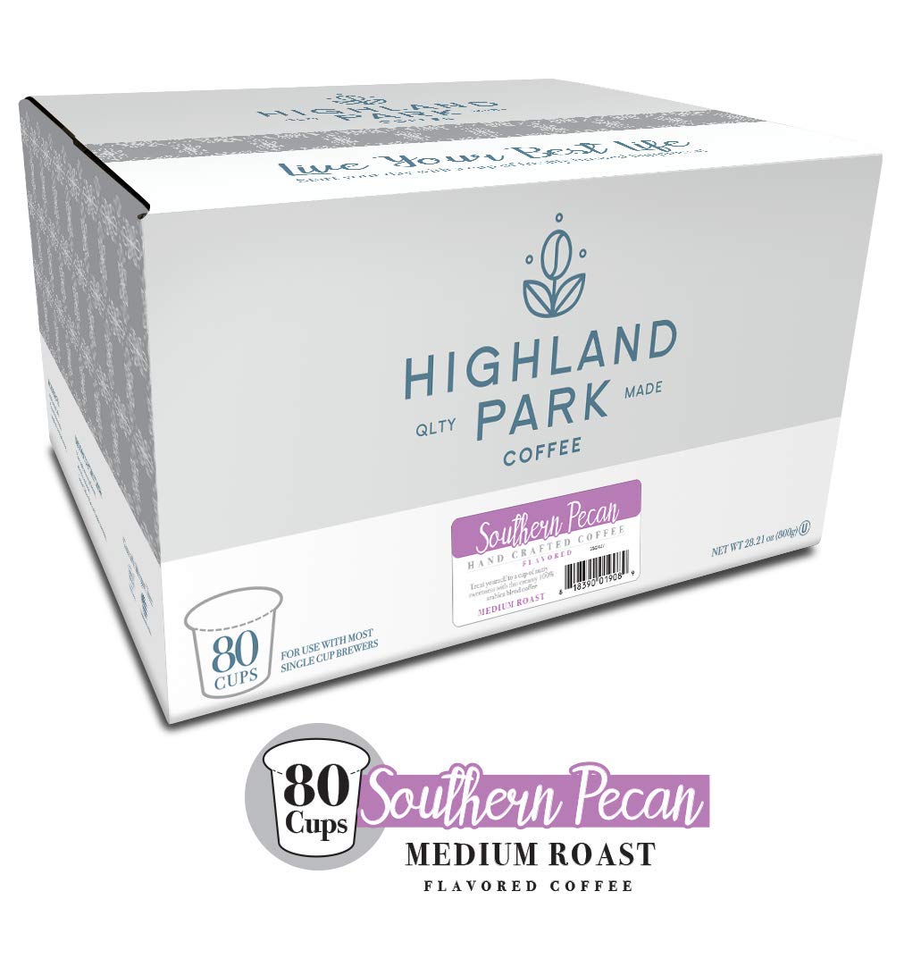 HIGHLAND PARK Coffee Single Serve Pods, Southern Pecan, 80 Count, Compatible with Keurig K Cup malt-inspired