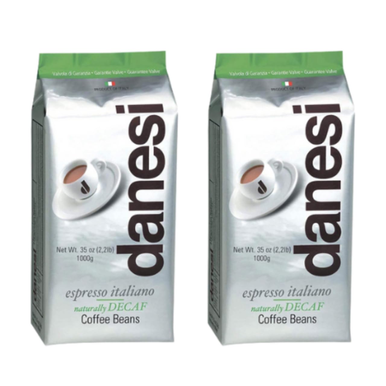 D DANESI CAFFÈ Espresso Coffee Beans - Medium Roast Whole Bean - Decaf - 4.5lb (2.2lb Pack of 2)
