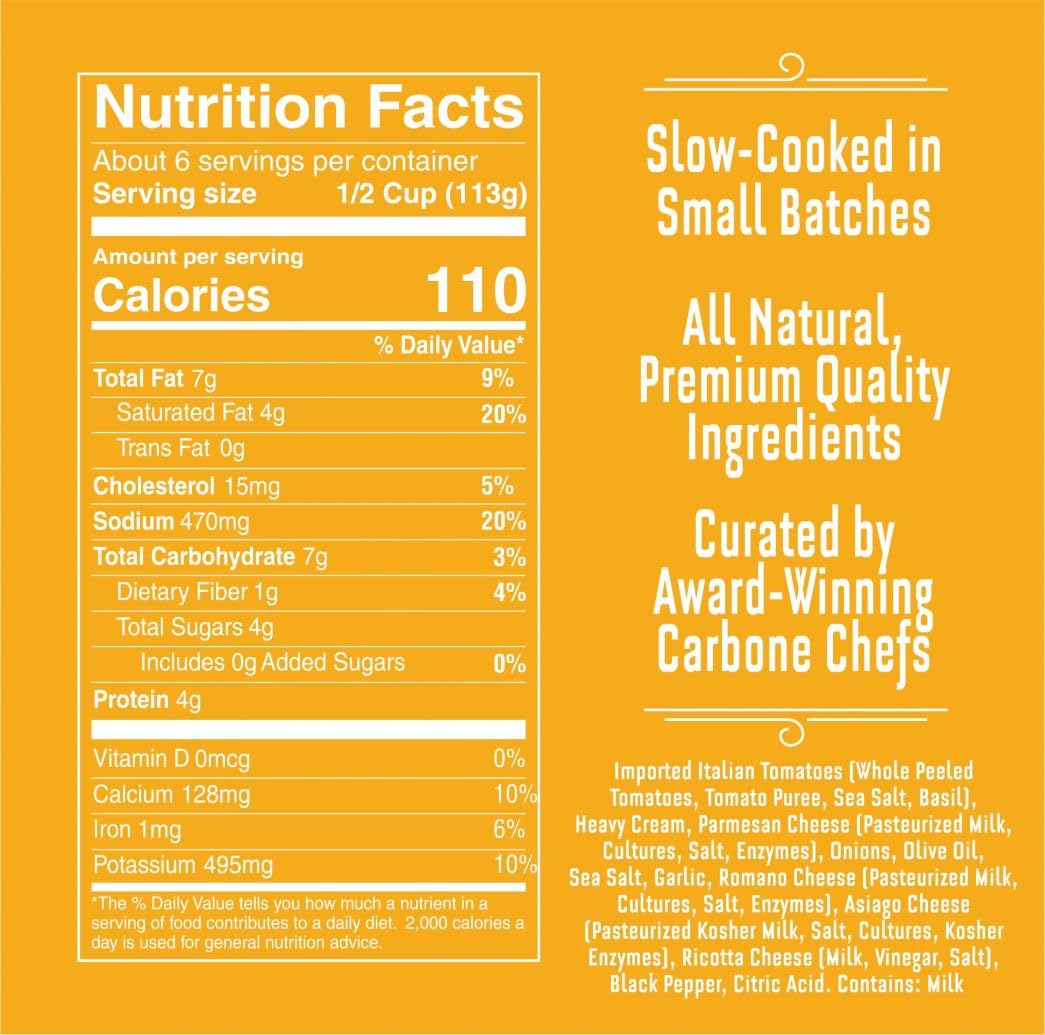 Carbone Four Cheese Pasta Sauce | Tomato Sauce Made With Fresh & All-Natural Ingredients | Gluten Free, Low Carb Pasta Sauce, 24