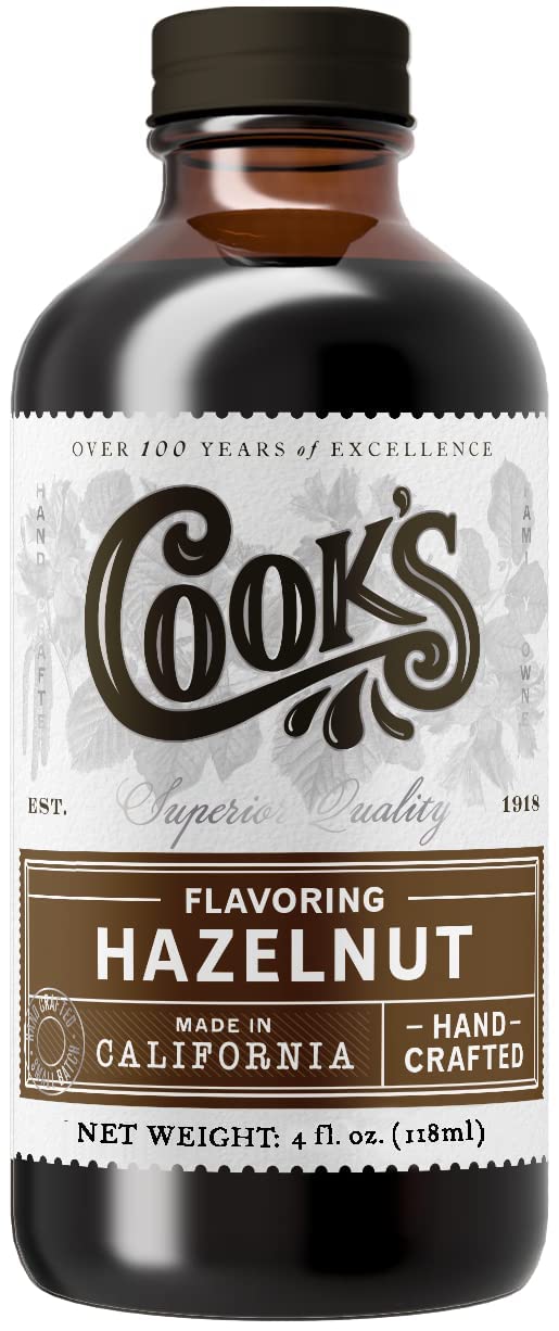 COOKS Pure Hazelnut Flavor for Baking and Cooking, Gluten Free, Vegan, 4 oz