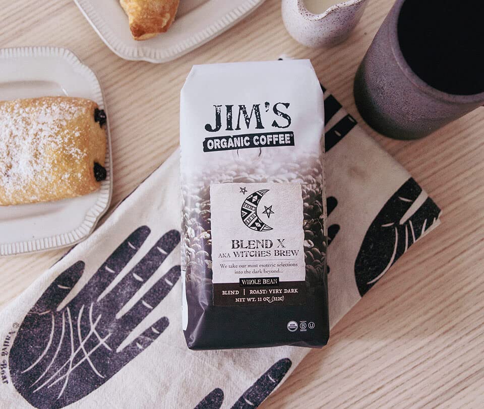 Jims Organic Coffee Whole Bean Very Dark Roast 100% Arabica 11oz USDA Organic