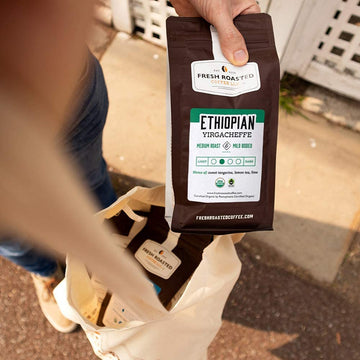 Fresh Roasted Coffee, Organic Ethiopian Yirgacheffe, 12 Oz, Medium Roast, Mold & Mycotoxin Tested Fair Trade Kosher, Ground