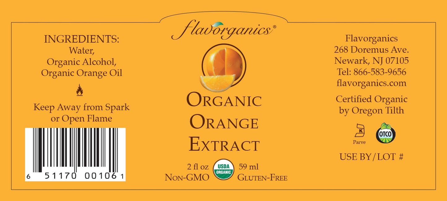 Flavorganics Organic Orange Extract, 2 Ounce (2 Pack)