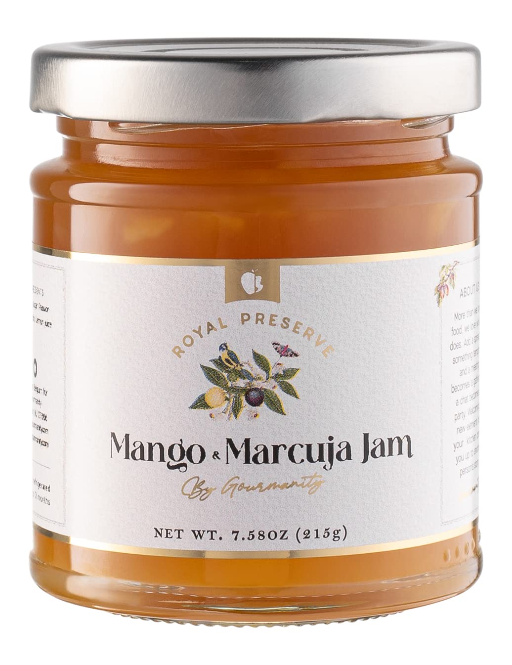 Gourmanity Mango And Passion Fruit Jam, Sweet With A Hint Of Sour Flavor, All Natural Delicious Fruit Preserves Great With Crois