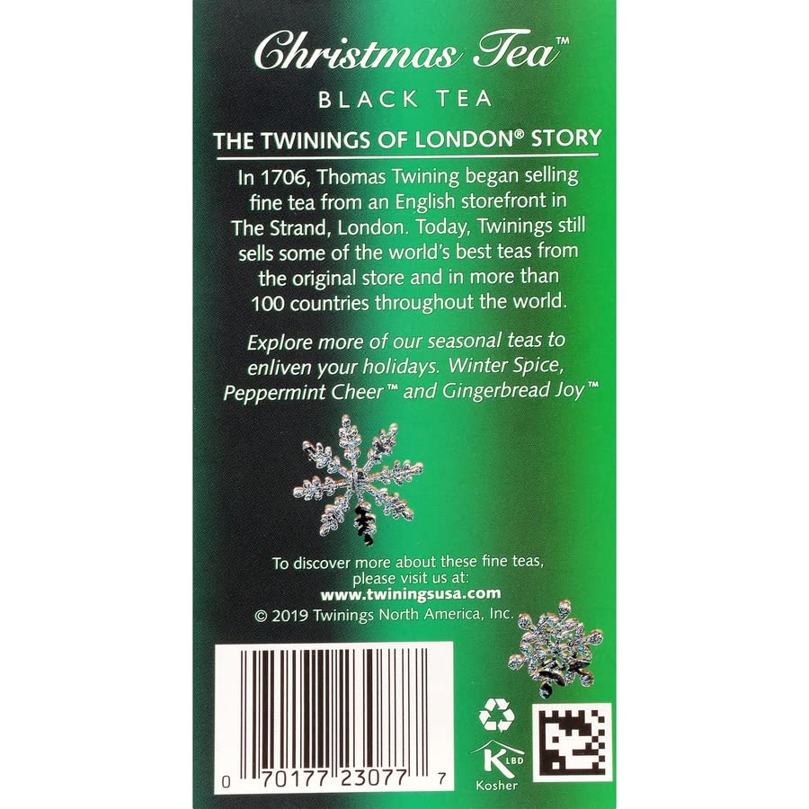 Twinings Christmas Tea - Black Tea Blended With Spicy And Aromatic Clove And Cinnamon, Tea Bags Individually Wrapped, 20 Count E